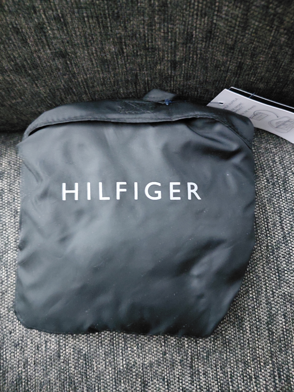 Tommy Hilfiger Black Foldable Travel Pouch With Packable Duffle Bag